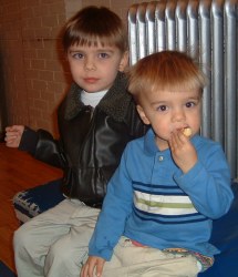 Boys eating cookies