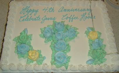 Celebrate Jesus Coffeehouse 4 year anniversary birthday cake