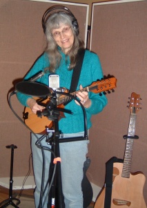 Cece in the Studio playing mandolin
