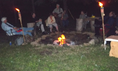 Sitting around the campfire after the OFC service